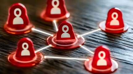 Poster - Network nodes illuminated with red alerts digital environment cybersecurity concept abstract view