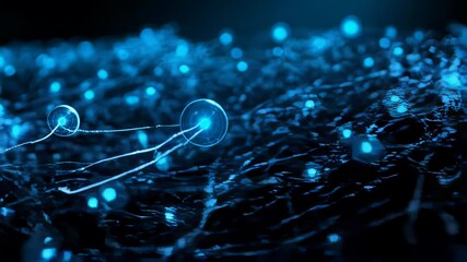 Poster - Abstract Network Visualization Glowing Blue Nodes