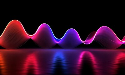 Poster - Dynamic shot of colorful musical beat lines undulating from right to left on black background made with Generative AI technology