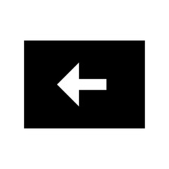 Poster - White arrow pointing left on a black rectangular background creating a simple directional illustration design