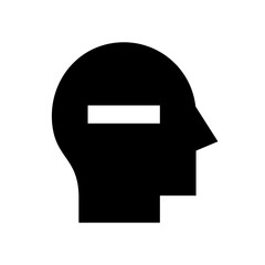 Poster - Silhouette of a human head in black with a white horizontal line across the face representing thought