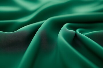 Fototapete - Soft, luxurious silk fabric in deep teal displays gentle folds and reflections, creating a serene visual with ample space for creative design elements