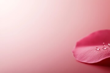 Fototapete - A close-up view captures a single rose petal adorned with a clear droplet, showcasing its intricate textures against a soft, blurred background