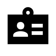 Poster - Illustration of a black id badge with a circular hole at the top and a person icon on the left side