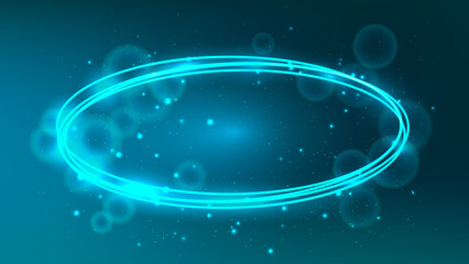 Poster - Neon oval frame with shining effects and sparkles