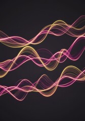 Poster - Abstract Glowing Waves Digital Art Pink Yellow Lines Swirls  Elegant Background Design