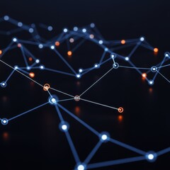 Poster - Abstract Network Connection Visualization: Illuminated Nodes and Interlinking Lines Representing Digital Connectivity and Data Flow