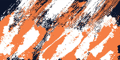 Wall Mural - Abstract colorful modern style background with dark blue, orange and white color combination. Grunge texture and halftone elements of dotted circles. Vector illustration on eps10 horizontal layout.