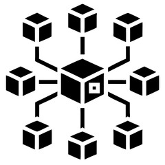 Poster - Blockchain Grid Icon Silhouette Vector Illustration on Transparent Background PNG Image  