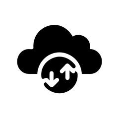 Poster - Cloud Sync Folder Icon Silhouette Vector Illustration on Transparent Background PNG Image  
