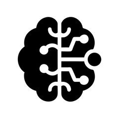 Aufkleber - Artificial Intelligence Brain Icon Silhouette Vector Illustration on Transparent Background PNG Image  