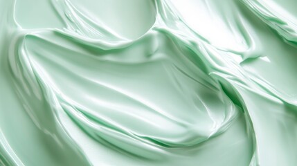 Poster - Abstract pastel green swirls of creamy texture.
