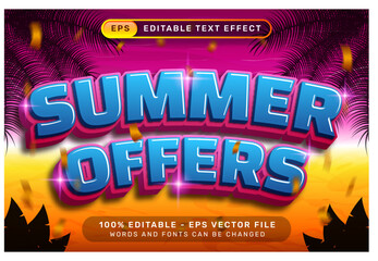 Poster - summer offers vibes retro color 3d editable text effect