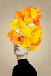 © Solarisys - Abstract contemporary art collage portrait of young woman with flowers on face hides her eyes