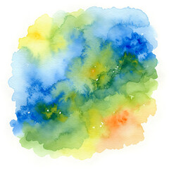 Poster - Abstract Watercolor Wash: A vibrant and dynamic watercolor painting featuring a blend of blues, greens, yellows, and oranges, creating a mesmerizing abstract landscape.