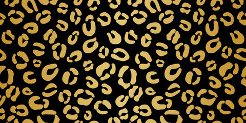 Poster - Black and gold animal cheetah or leopard print gradient metallic vector pattern background design
