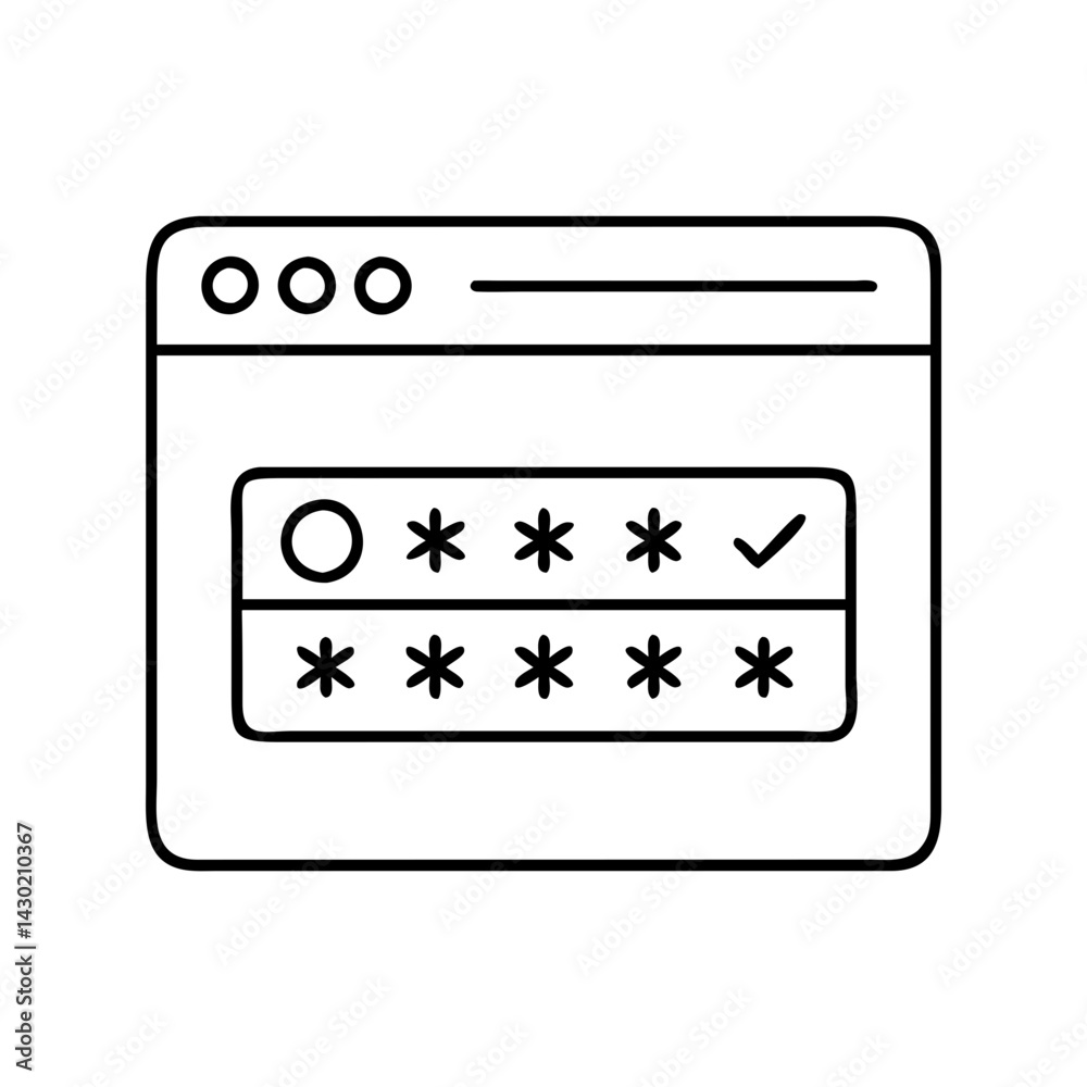 password field icon, password field line art - simple line art of ...