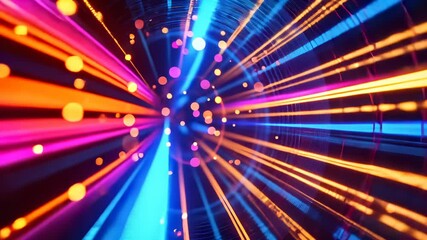 Poster - abstract background transfer with gold PINK concept blue neon moving high speed wave lines and bokeh lights. Data futuristic glowing Fantastic wallpaper video 4k