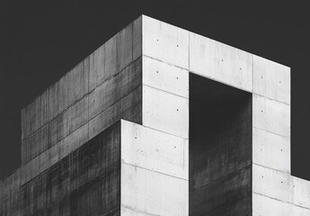 Poster - a photograph of minimalist architecture showcasing a triangular aperture and geometric shapes
