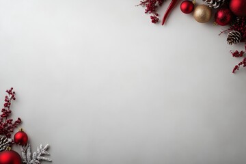 Aufkleber - A winter-themed backdrop showcases Christmas ornaments in vibrant red, gold, and silver colors, creating a warm and inviting holiday atmosphere with space for text