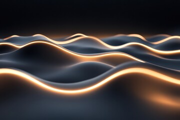 Poster - Surreal illuminated waves create an abstract and calming visual experience at night