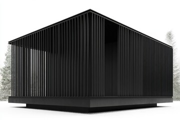 Poster - A modern architectural facade in black and white, characterized by clean lines and geometric shapes, exudes a sense of sophistication and modernism