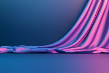 Poster - Close-up shot showcases a draped, shiny purple and pink fabric on a surface. Light reflects off the textures, enhancing the vibrant, glossy appearance