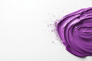 Fototapete - A textured pale lavender brushstroke spreads across a white canvas, complemented by flecks of silver glitter, creating a captivating and artistic effect