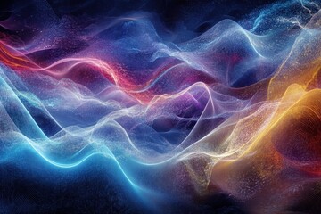 Poster - Abstract digital wave patterns in vibrant colors creating a dynamic visual experience
