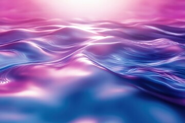 Poster - Vibrant waves reflecting light at sunset create a serene atmosphere over the water surface