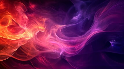 Poster - Abstract swirling red, purple, and orange smoke on a dark background.