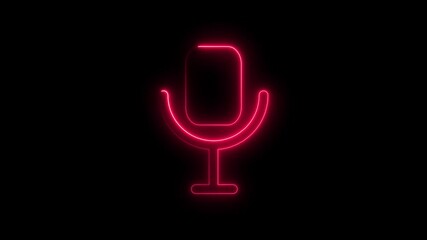 Wall Mural - Voice recording podcast mic microphone icon animation. neon microphone icon