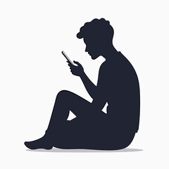 modern silhouette of man texting on phone