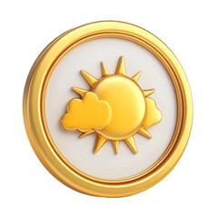 golden sun and cloud weather icon in a circular frame