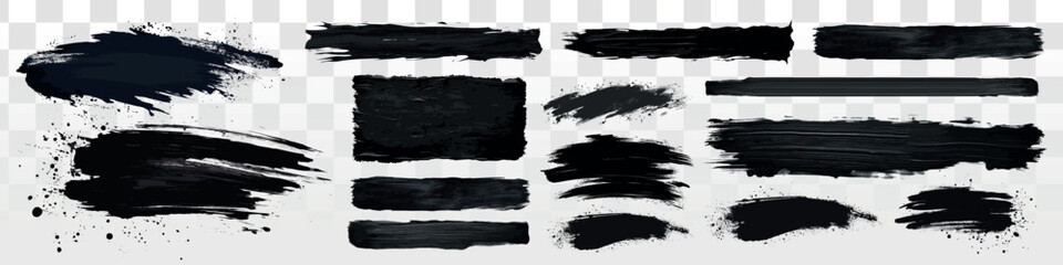 Poster - abstract black brush strokes collection, vector set