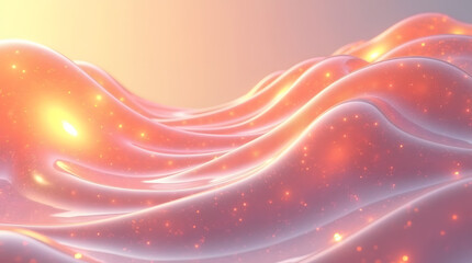 Aufkleber - A mesmerizing wave of soft pink liquid with sparkling elements that create a dreamy, ethereal atmosphere.