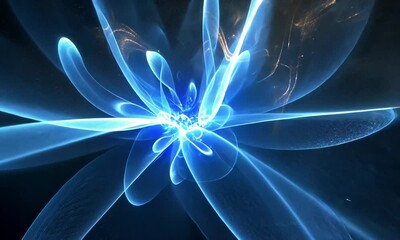 Wall Mural - sparks of vibrant blue light with twisting smoke wisps in motion made with generative ai technology