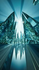 Aufkleber - A large blue crystal structure with many small crystals. The structure is very tall and has a lot of detail