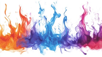 Poster - Abstract colorful flames on white background.