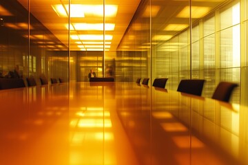 Poster - Corporate staff assemble in the office conference room to collaborate on ideas and formulate a business strategy for their company, representing the abstract notion of teamwork through brainstorming