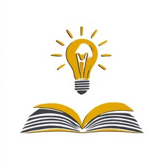 Poster - Knowledge Illuminates: An Open Book Under a Bright Idea, Symbolizing Learning, Discovery, and Intellectual Growth