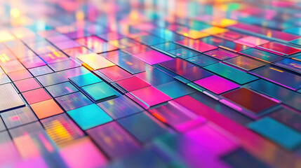 Poster - A colorful image of blocks with a bright and vibrant color scheme. The blocks are arranged in a way that creates a sense of depth and dimension. The image conveys a feeling of creativity