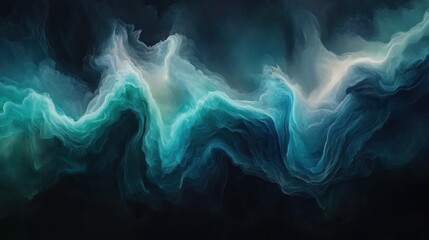 Wall Mural - Abstract swirls of teal and white, resembling an underwater landscape.