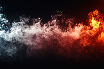 Poster - Abstract image with smoke-like plumes ranging from cool white and blue to fiery red and orange against a stark transparent background.