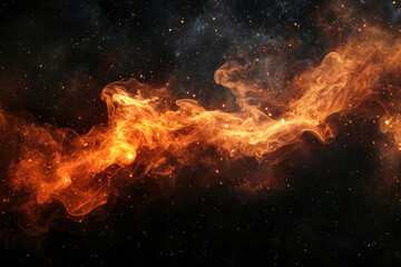 Poster - A swirling stream of orange fire undulates across a dark, starlit cosmic backdrop, evoking energy, dynamism, and the vastness of space.
