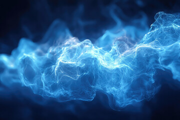 Poster - A mesmerizing blue plasma formation with intricate lines and swirling patterns, set against a dark, atmospheric backdrop.