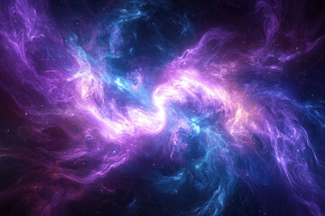 Fototapete - A vibrant nebula swirls with shades of purple, blue, and white, creating a dazzling cosmic display in deep space.