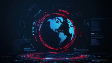 Poster - Futuristic Global Network Visualization with Digital Elements and Data Overlays on Dark Background