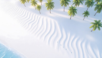 Poster - Tranquil beach scene with palm trees and gentle waves