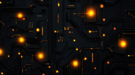 Poster - A black background with many yellow lights. The lights are scattered all over the background, creating a sense of chaos and disarray. The image is abstract and surreal